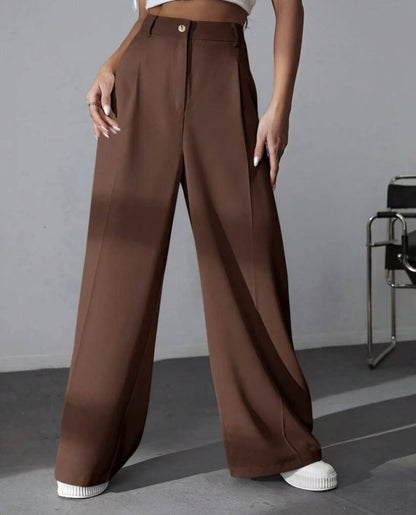 Roos | Dames Straight Leg Pantalon – Effen Kleur, Casual & Business Chic