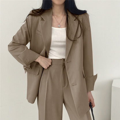 Sky | Dames Blazer Set – Bruin, Casual Chic & Getailleerd Design