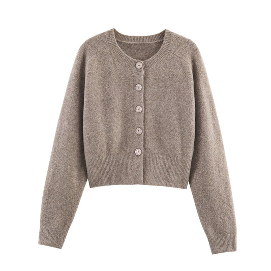 Zahide | Dames Cardigan – Europees/Amerikaanse Stijl, Ronde Hals & Knoopsluiting | Trend