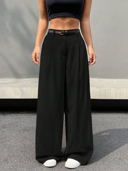 Ellie | Dames High-Waist Wide Leg Pantalon – Soepelvallend, Rechte Pijp & Lange Pasvorm